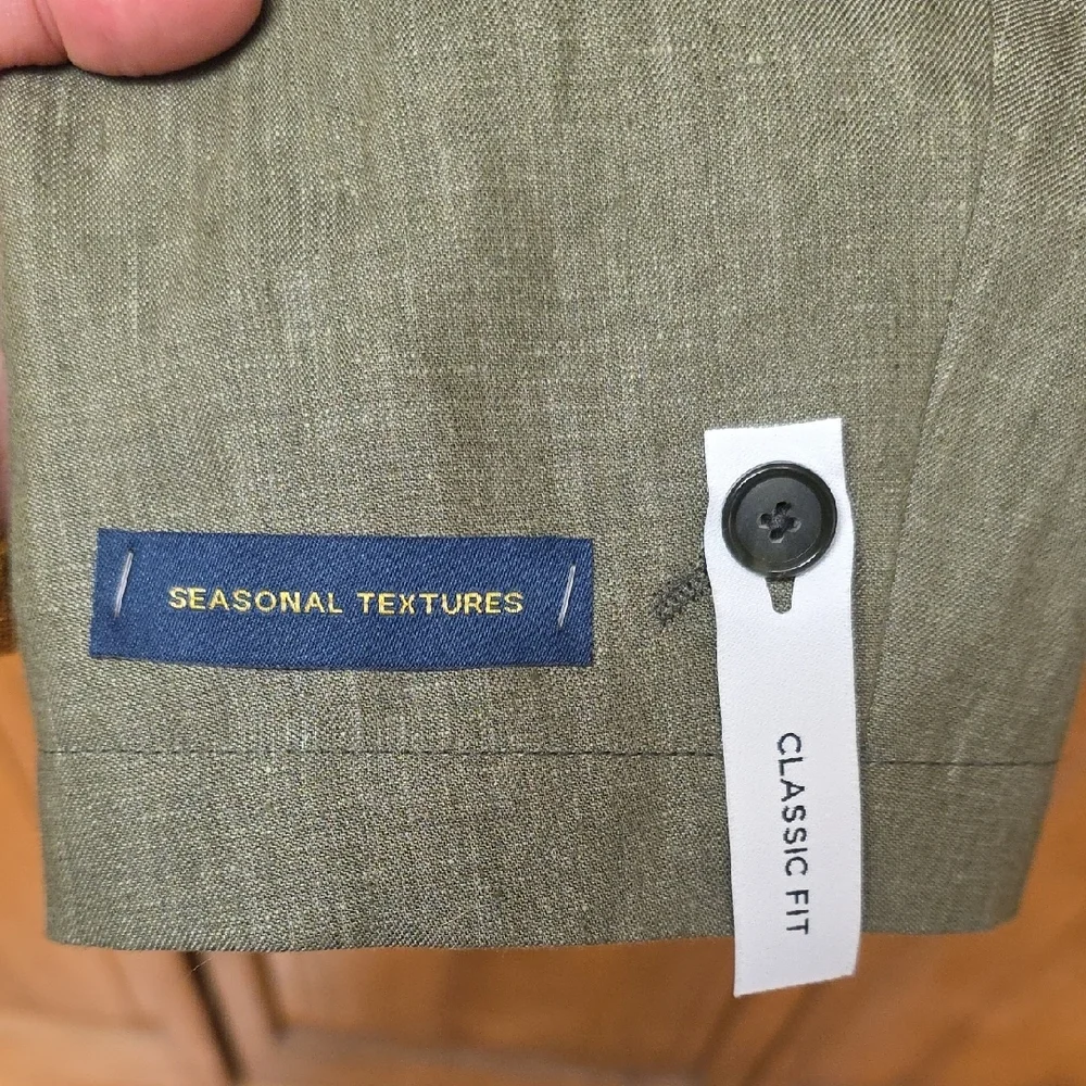 Stafford Size 42Regular Linen Sportcoat Blazer Classic Fit Olive Texture NEW